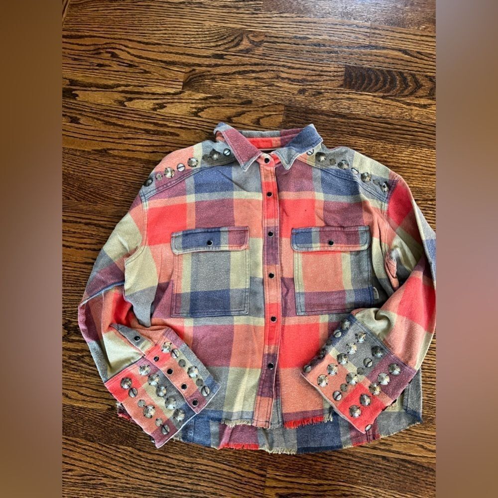 We The Free Large Free People Cowboy Look Austin Plaid Button Down Shirt - Picture 3 of 5